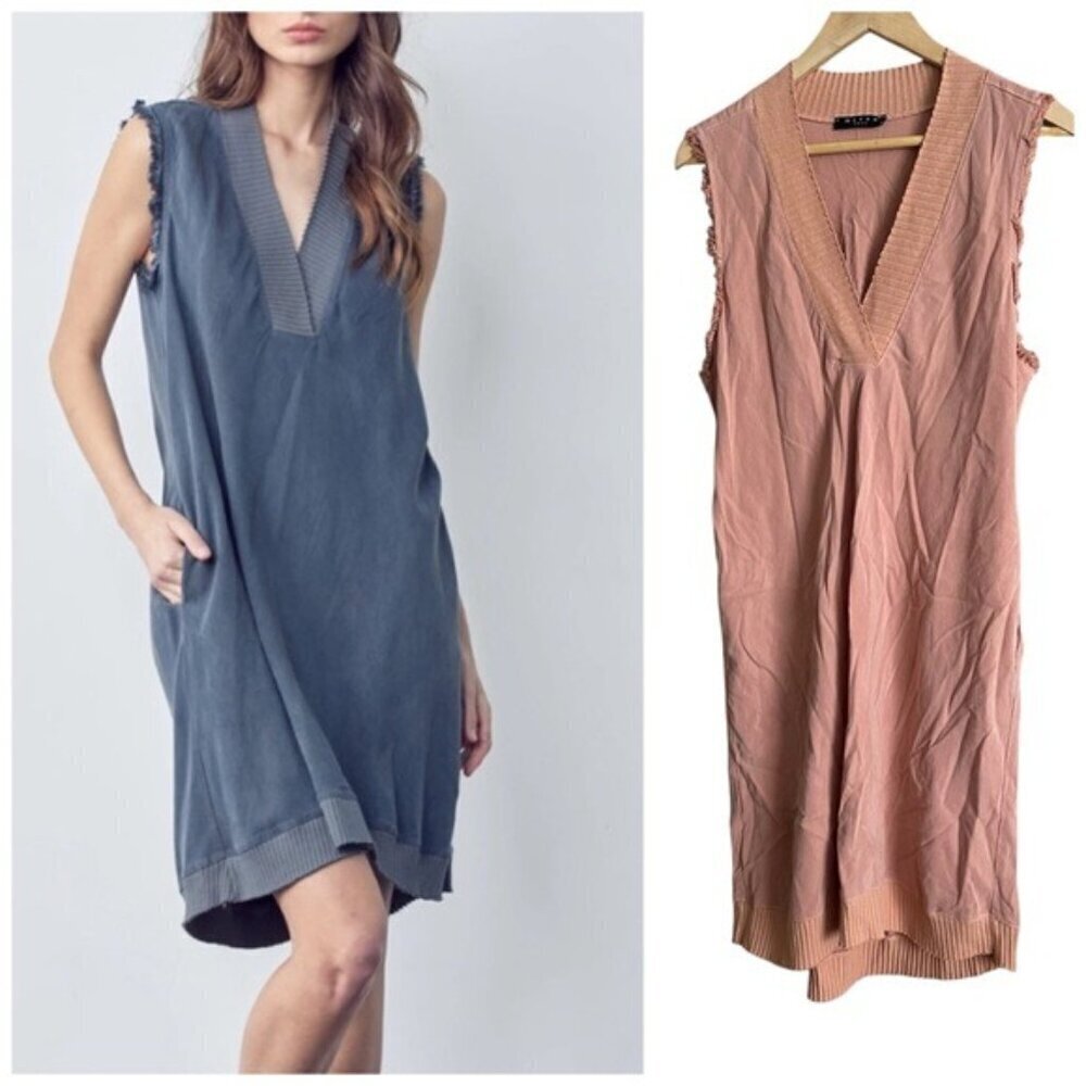 Maven West Sleeveless Mixed Fabric Dress – Blush Pink, Lagen look Sz Large
